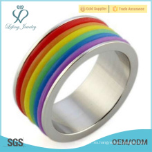 Anillo del orgullo gay de plata del arco iris, joyería lesbiana del orgullo